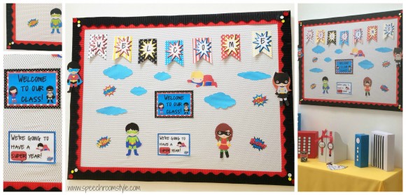 Superhero Theme Classroom Decor - Bulletin board collage